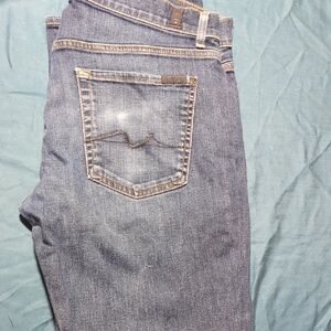 7 For All Mankind Women's Blue Straight Leg Jeans